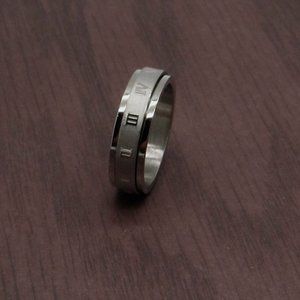 Stainless Steel Roman Numerals Spinner Ring